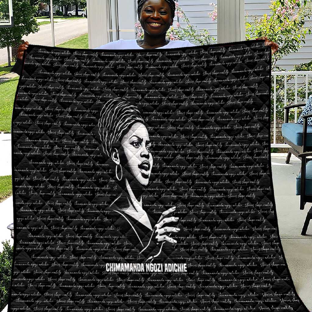 Chimamanda Ngozi Adichie Quilt with Expressive Speaking Portrait, Stories Shape Reality - Wonder Print Shop
