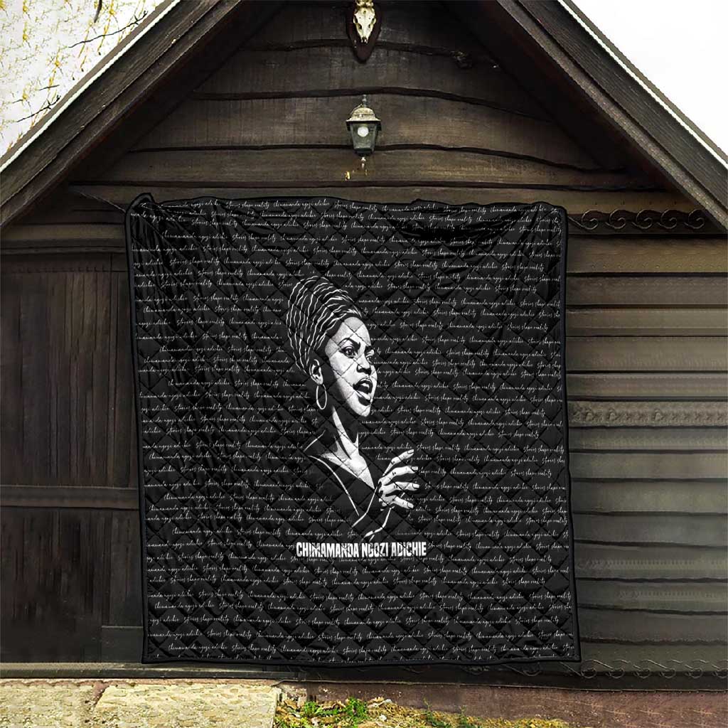 Chimamanda Ngozi Adichie Quilt with Expressive Speaking Portrait, Stories Shape Reality - Wonder Print Shop