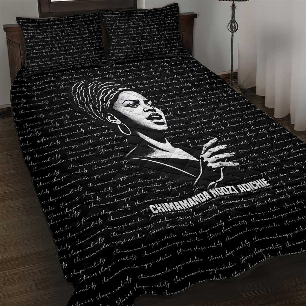 Chimamanda Ngozi Adichie Quilt Bed Set with Expressive Speaking Portrait, Stories Shape Reality - Wonder Print Shop