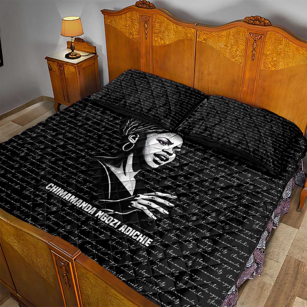 Chimamanda Ngozi Adichie Quilt Bed Set with Expressive Speaking Portrait, Stories Shape Reality - Wonder Print Shop