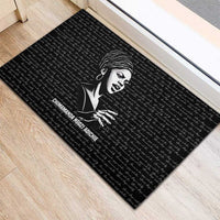 Chimamanda Ngozi Adichie Rubber Doormat with Expressive Speaking Portrait, Stories Shape Reality - Wonder Print Shop