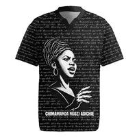 Chimamanda Ngozi Adichie Rugby Jersey with Expressive Speaking Portrait, Stories Shape Reality - Wonder Print Shop