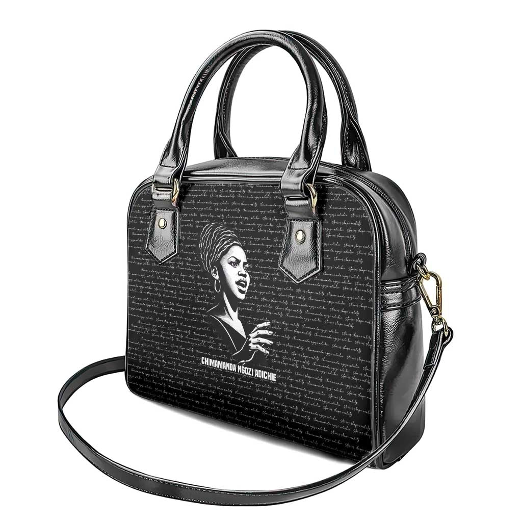 Chimamanda Ngozi Adichie Shoulder Handbag with Expressive Speaking Portrait, Stories Shape Reality - Wonder Print Shop