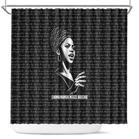 Chimamanda Ngozi Adichie Shower Curtain with Expressive Speaking Portrait, Stories Shape Reality - Wonder Print Shop