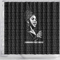 Chimamanda Ngozi Adichie Shower Curtain with Expressive Speaking Portrait, Stories Shape Reality - Wonder Print Shop