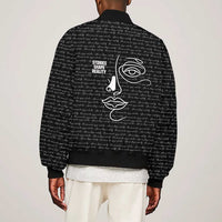 Chimamanda Ngozi Adichie Sleeve Zip Bomber Jacket with Expressive Speaking Portrait, Stories Shape Reality - Wonder Print Shop