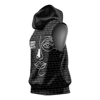 Chimamanda Ngozi Adichie Sleeveless Hoodie with Expressive Speaking Portrait, Stories Shape Reality - Wonder Print Shop