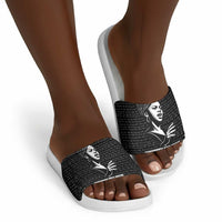 Chimamanda Ngozi Adichie Slide Sandals with Expressive Speaking Portrait, Stories Shape Reality - Wonder Print Shop