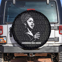 Chimamanda Ngozi Adichie Spare Tire Cover with Expressive Speaking Portrait, Stories Shape Reality - Wonder Print Shop