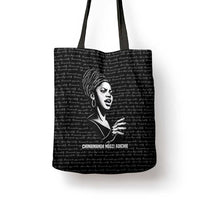 Chimamanda Ngozi Adichie Tote Bag with Expressive Speaking Portrait, Stories Shape Reality - Wonder Print Shop