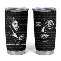 Chimamanda Ngozi Adichie Tumbler Cup with Expressive Speaking Portrait, Stories Shape Reality - Wonder Print Shop