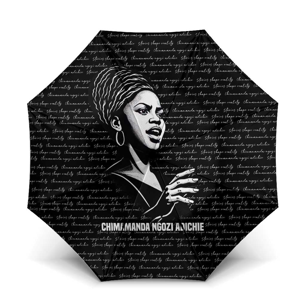 Chimamanda Ngozi Adichie Umbrella with Expressive Speaking Portrait, Stories Shape Reality - Wonder Print Shop