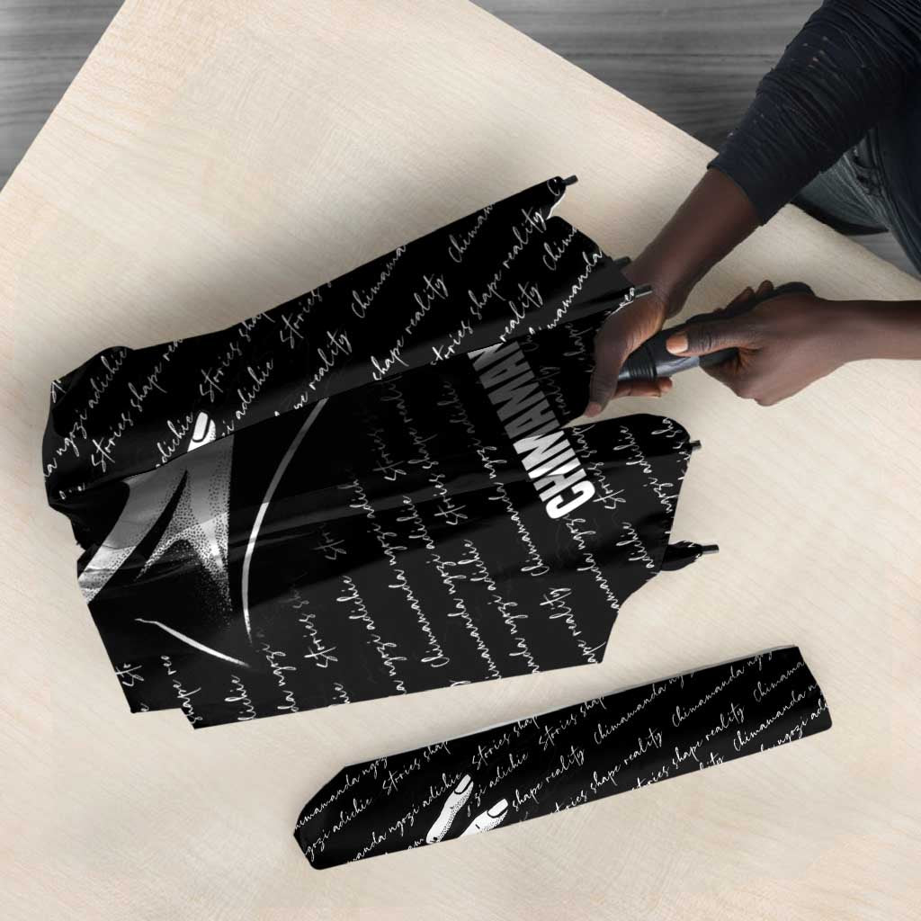 Chimamanda Ngozi Adichie Umbrella with Expressive Speaking Portrait, Stories Shape Reality - Wonder Print Shop