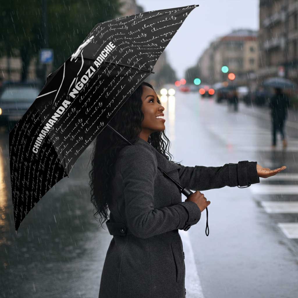 Chimamanda Ngozi Adichie Umbrella with Expressive Speaking Portrait, Stories Shape Reality - Wonder Print Shop