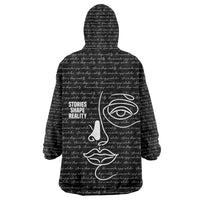 Chimamanda Ngozi Adichie Wearable Blanket Hoodie with Expressive Speaking Portrait, Stories Shape Reality - Wonder Print Shop