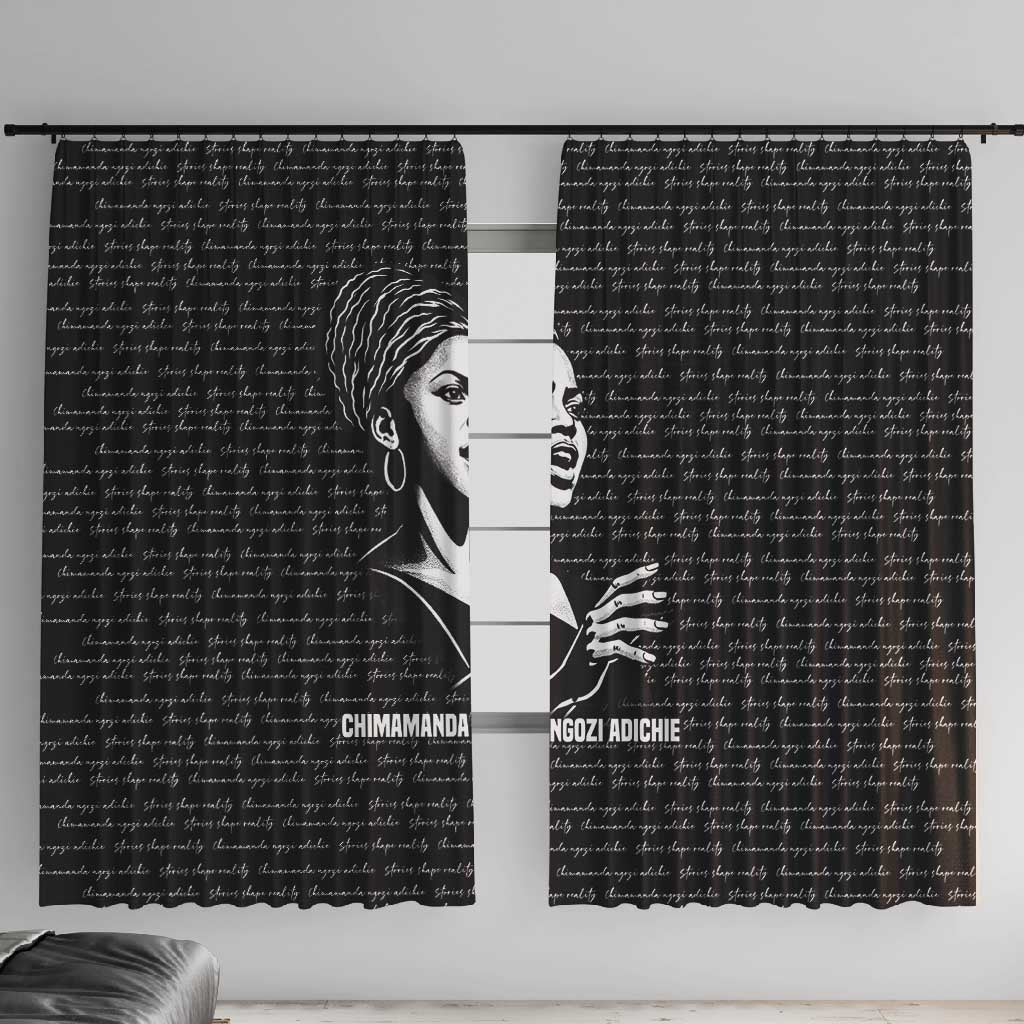 Chimamanda Ngozi Adichie Window Curtain with Expressive Speaking Portrait, Stories Shape Reality - Wonder Print Shop