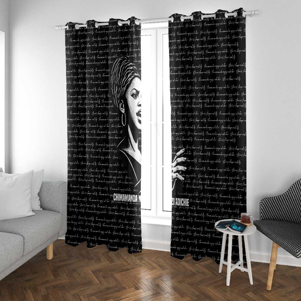 Chimamanda Ngozi Adichie Window Curtain with Expressive Speaking Portrait, Stories Shape Reality - Wonder Print Shop