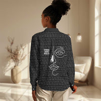 Chimamanda Ngozi Adichie Women Casual Shirt with Expressive Speaking Portrait, Stories Shape Reality - Wonder Print Shop