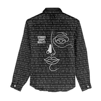 Chimamanda Ngozi Adichie Women Casual Shirt with Expressive Speaking Portrait, Stories Shape Reality - Wonder Print Shop