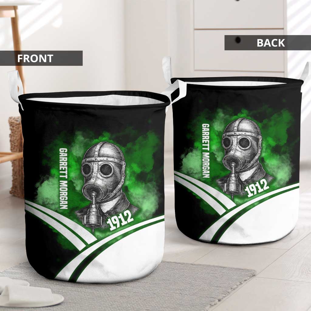 Garrett Morgan Laundry Basket with Gas Mask Invention Illustration, Inventing to Save Lives Quote - Wonder Print Shop