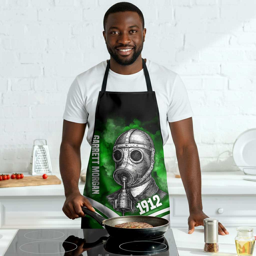 Garrett Morgan Apron with Gas Mask Invention Illustration, Inventing to Save Lives Quote - Wonder Print Shop