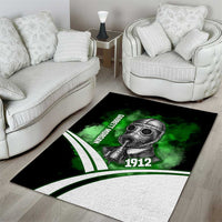 Garrett Morgan Area Rug with Gas Mask Invention Illustration, Inventing to Save Lives Quote - Wonder Print Shop