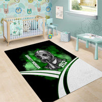 Garrett Morgan Area Rug with Gas Mask Invention Illustration, Inventing to Save Lives Quote - Wonder Print Shop
