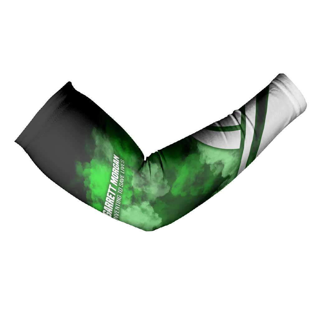 Garrett Morgan Arm Sleeves with Gas Mask Invention Illustration, Inventing to Save Lives Quote - Wonder Print Shop