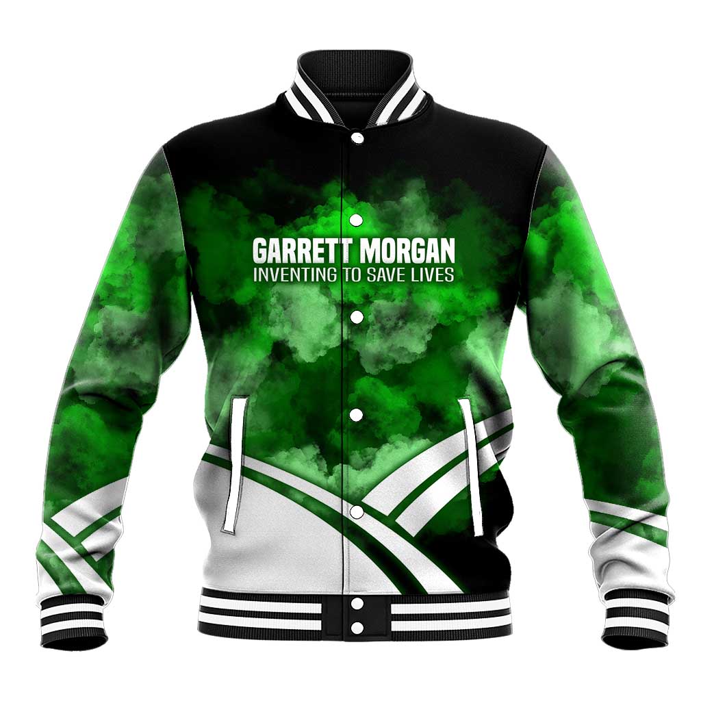 Garrett Morgan Baseball Jacket with Gas Mask Invention Illustration, Inventing to Save Lives Quote - Wonder Print Shop