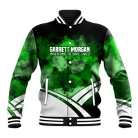 Garrett Morgan Baseball Jacket with Gas Mask Invention Illustration, Inventing to Save Lives Quote - Wonder Print Shop