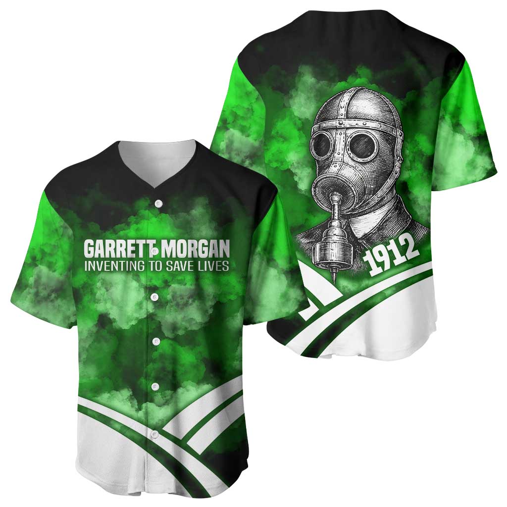 Garrett Morgan Baseball Jersey with Gas Mask Invention Illustration, Inventing to Save Lives Quote - Wonder Print Shop