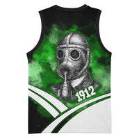 Garrett Morgan Basketball Jersey with Gas Mask Invention Illustration, Inventing to Save Lives Quote - Wonder Print Shop