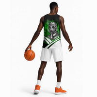 Garrett Morgan Basketball Jersey with Gas Mask Invention Illustration, Inventing to Save Lives Quote - Wonder Print Shop
