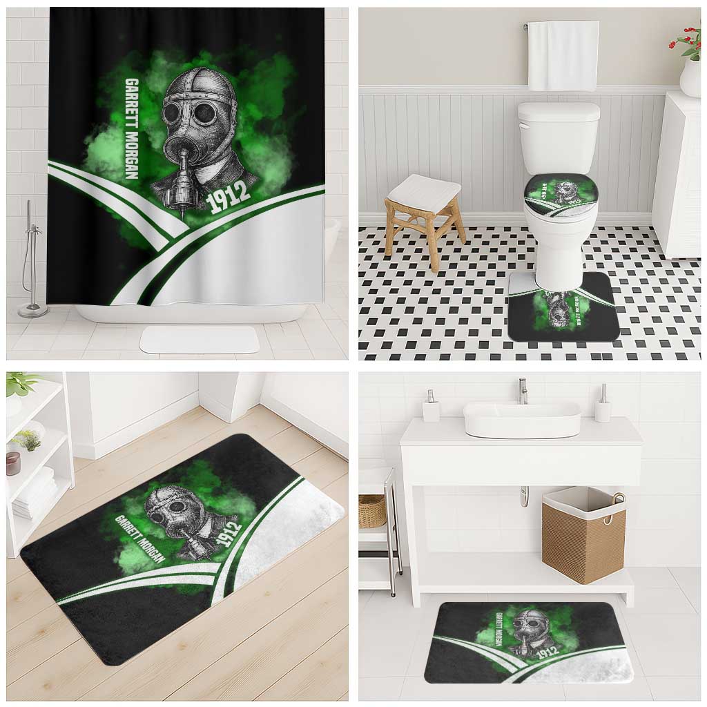 Garrett Morgan Bathroom Set with Gas Mask Invention Illustration, Inventing to Save Lives Quote - Wonder Print Shop