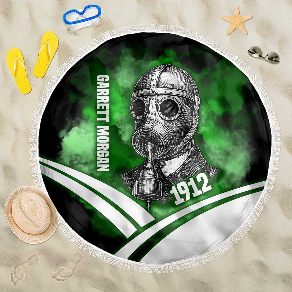 Garrett Morgan Beach Blanket with Gas Mask Invention Illustration, Inventing to Save Lives Quote - Wonder Print Shop