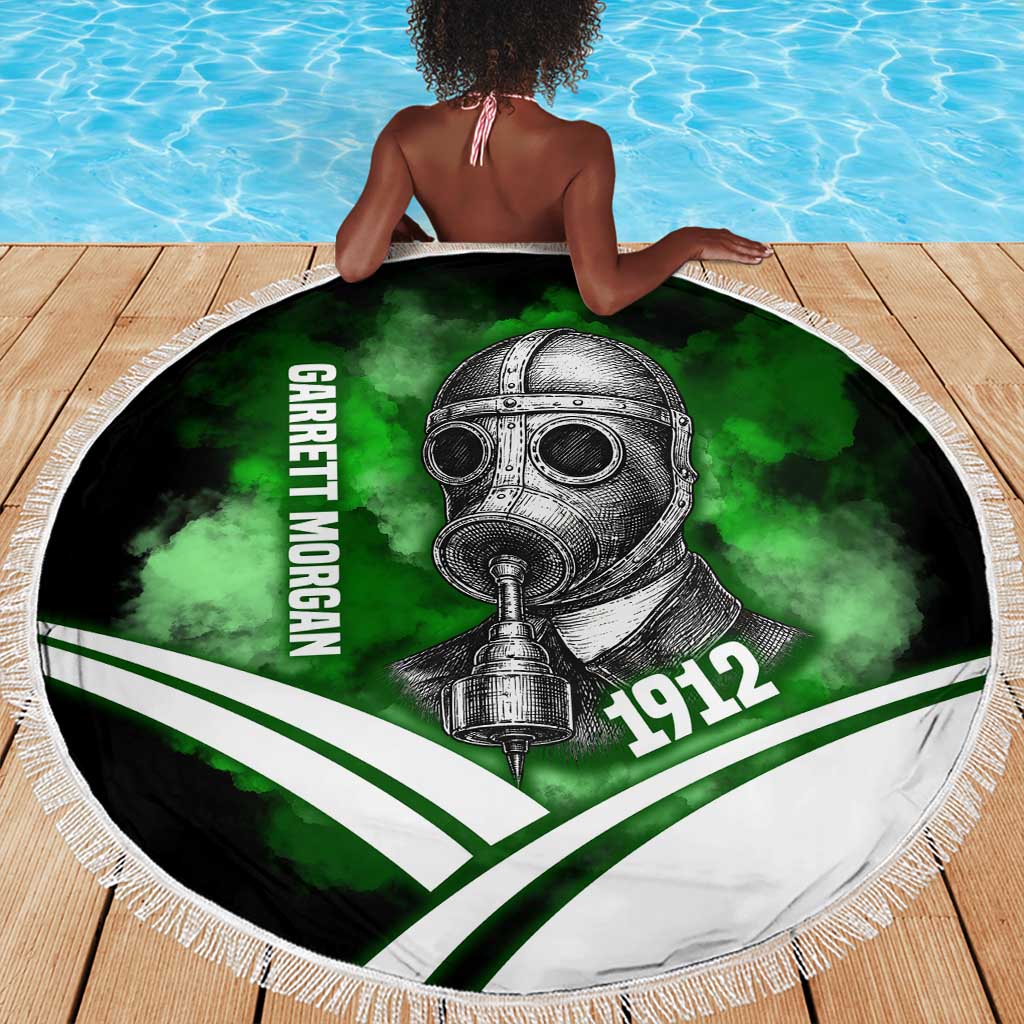 Garrett Morgan Beach Blanket with Gas Mask Invention Illustration, Inventing to Save Lives Quote - Wonder Print Shop