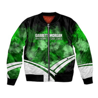 Garrett Morgan Bomber Jacket with Gas Mask Invention Illustration, Inventing to Save Lives Quote - Wonder Print Shop