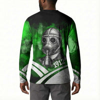 Garrett Morgan Button Sweatshirt with Gas Mask Invention Illustration, Inventing to Save Lives Quote