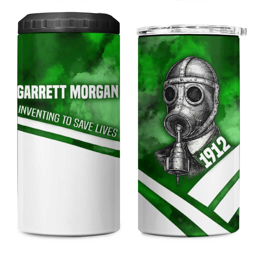 Garrett Morgan 4 in 1 Can Cooler Tumbler with Gas Mask Invention Illustration, Inventing to Save Lives Quote - Wonder Print Shop