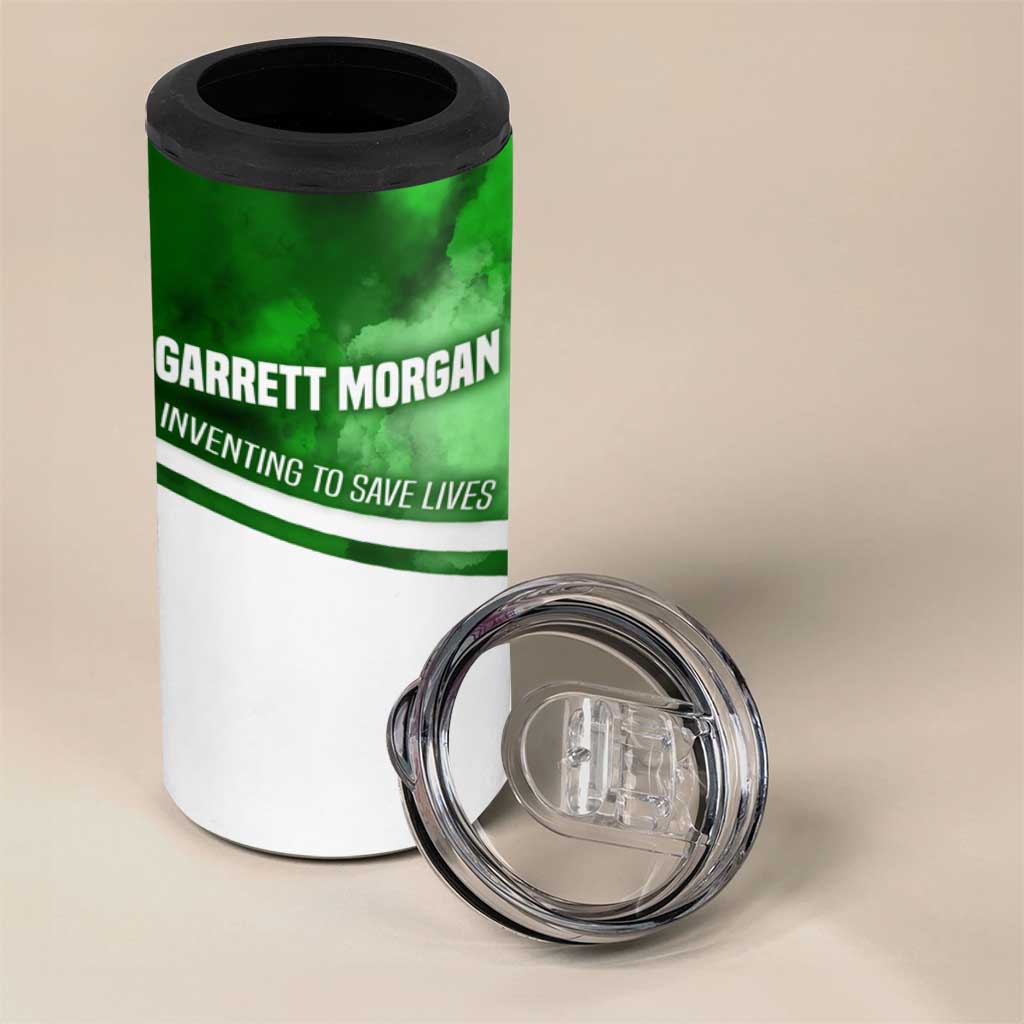 Garrett Morgan 4 in 1 Can Cooler Tumbler with Gas Mask Invention Illustration, Inventing to Save Lives Quote - Wonder Print Shop