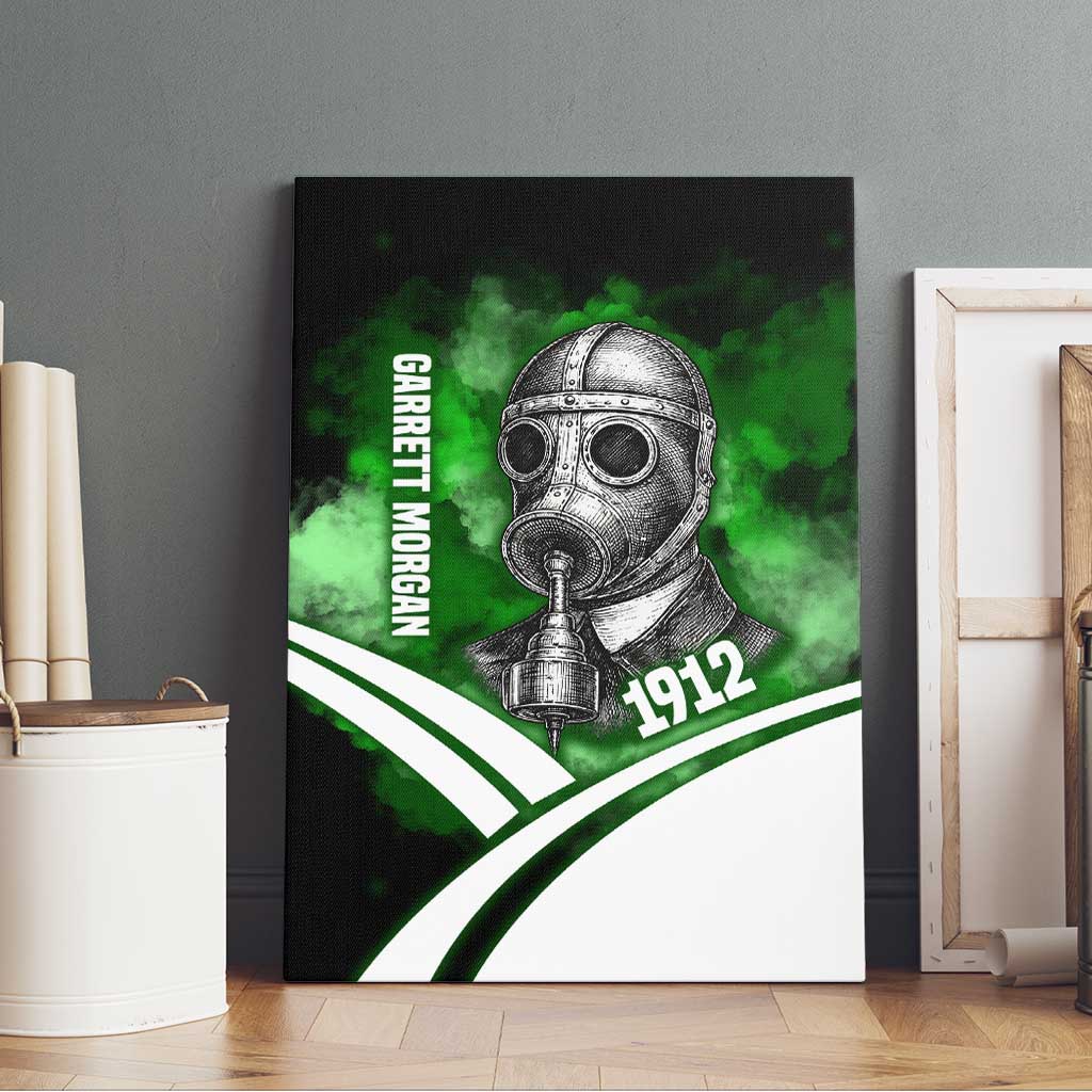 Garrett Morgan Canvas Wall Art with Gas Mask Invention Illustration, Inventing to Save Lives Quote - Wonder Print Shop