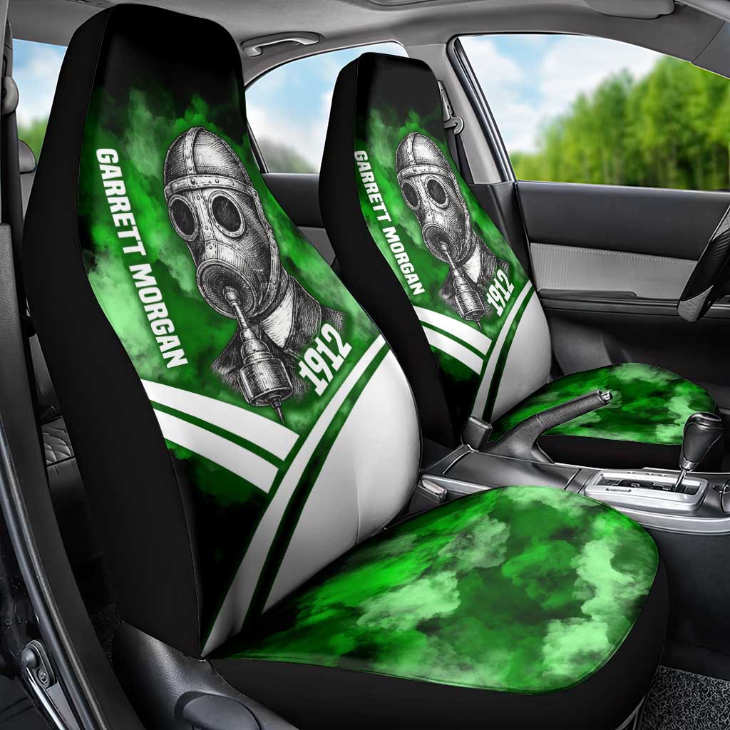 Garrett Morgan Car Seat Cover with Gas Mask Invention Illustration, Inventing to Save Lives Quote - Wonder Print Shop