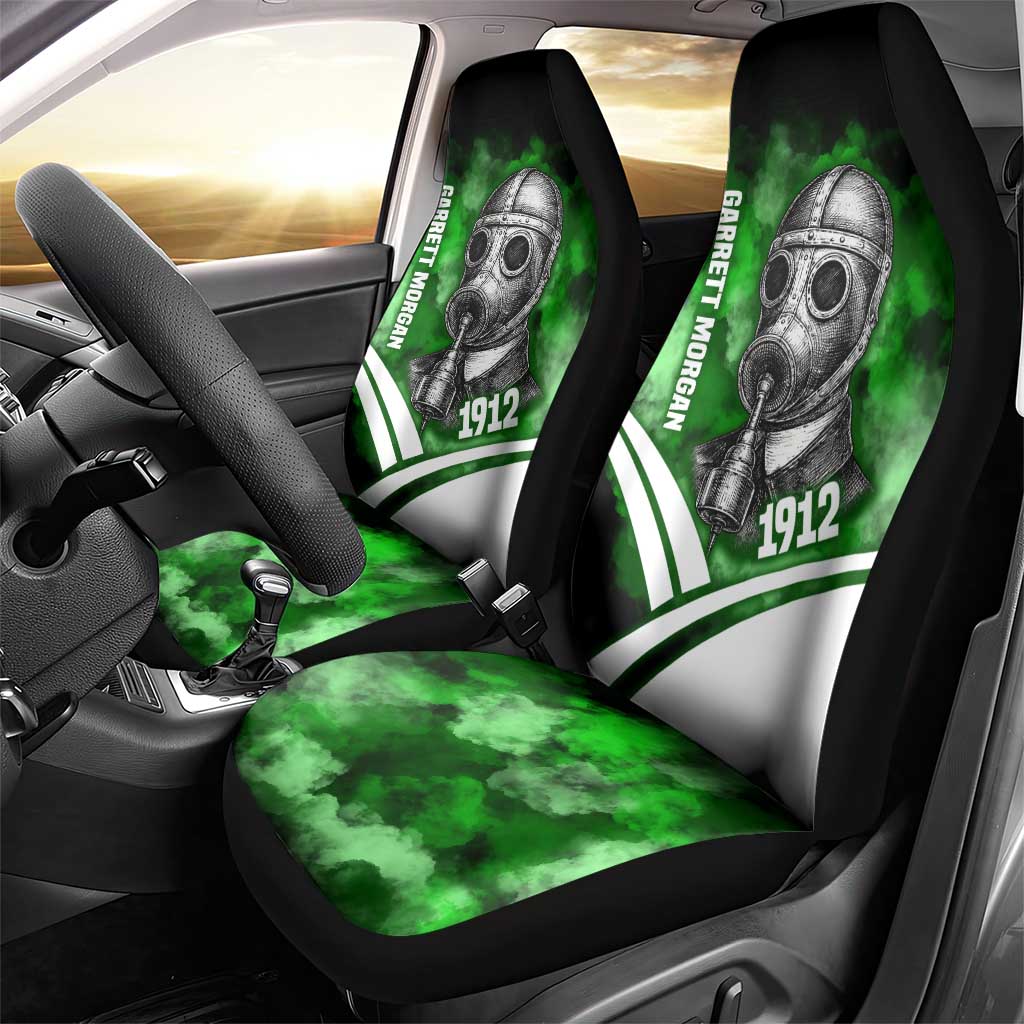 Garrett Morgan Car Seat Cover with Gas Mask Invention Illustration, Inventing to Save Lives Quote - Wonder Print Shop