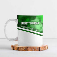 Garrett Morgan Ceramic Mug with Gas Mask Invention Illustration, Inventing to Save Lives Quote - Wonder Print Shop