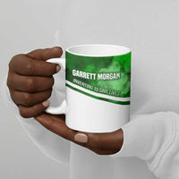 Garrett Morgan Ceramic Mug with Gas Mask Invention Illustration, Inventing to Save Lives Quote - Wonder Print Shop