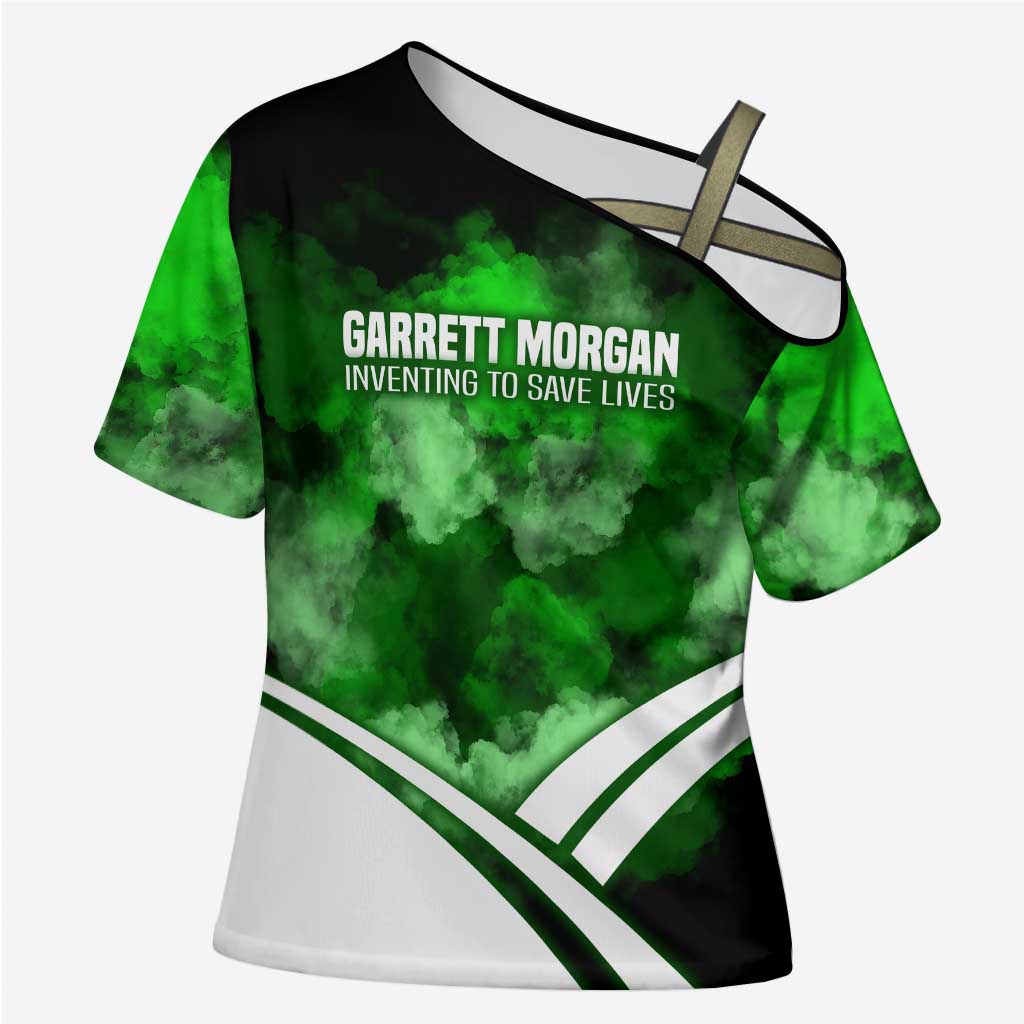 Garrett Morgan Cross Shoulder Shirt with Gas Mask Invention Illustration, Inventing to Save Lives Quote - Wonder Print Shop