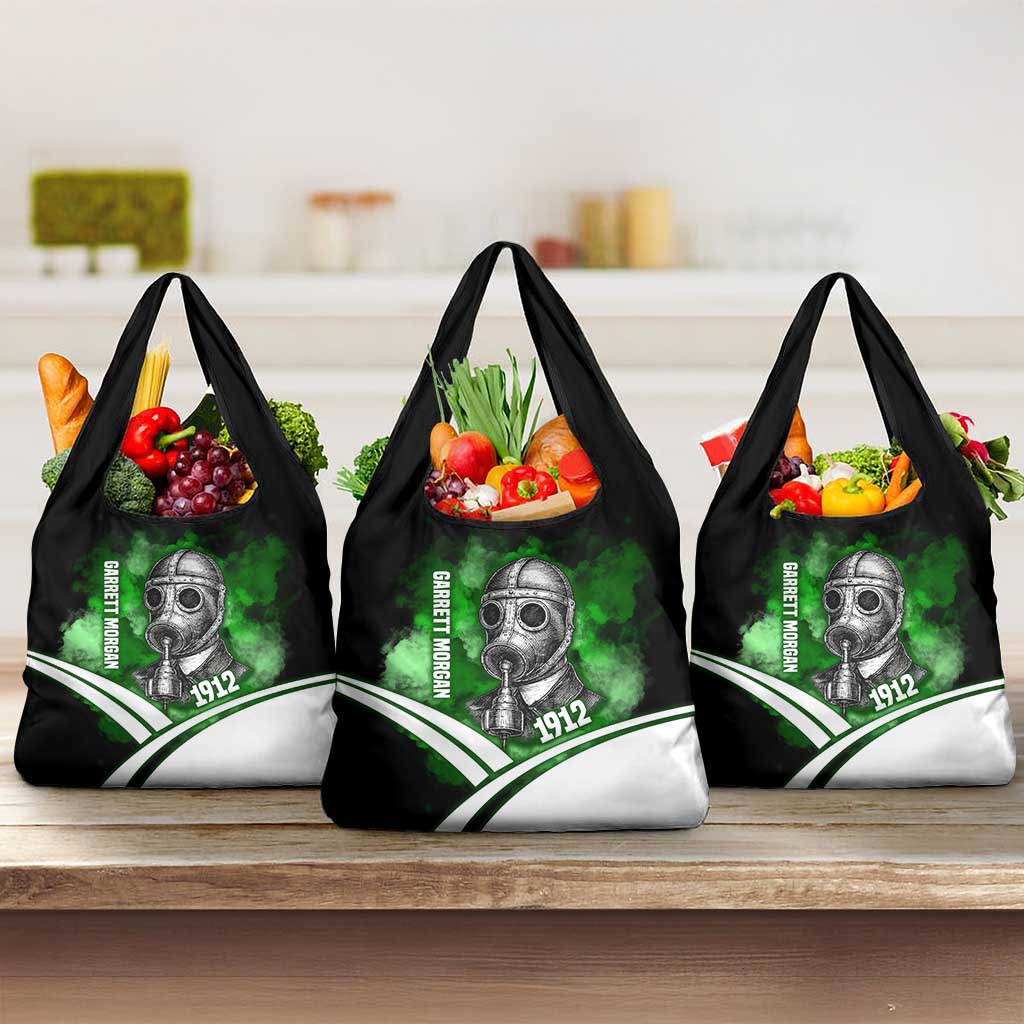 Garrett Morgan Grocery Bag with Gas Mask Invention Illustration, Inventing to Save Lives Quote - Wonder Print Shop