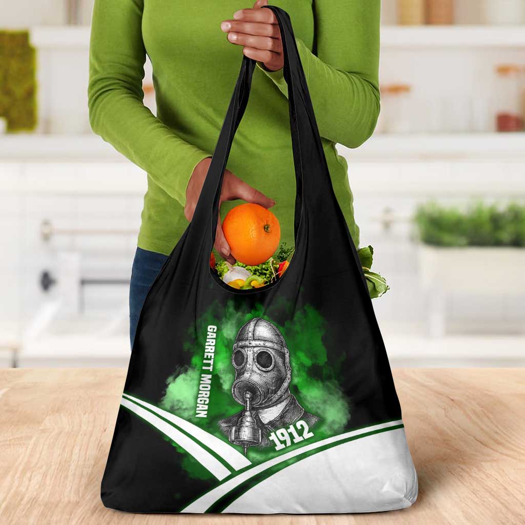 Garrett Morgan Grocery Bag with Gas Mask Invention Illustration, Inventing to Save Lives Quote - Wonder Print Shop