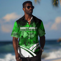 Garrett Morgan Hawaiian Shirt with Gas Mask Invention Illustration, Inventing to Save Lives Quote - Wonder Print Shop