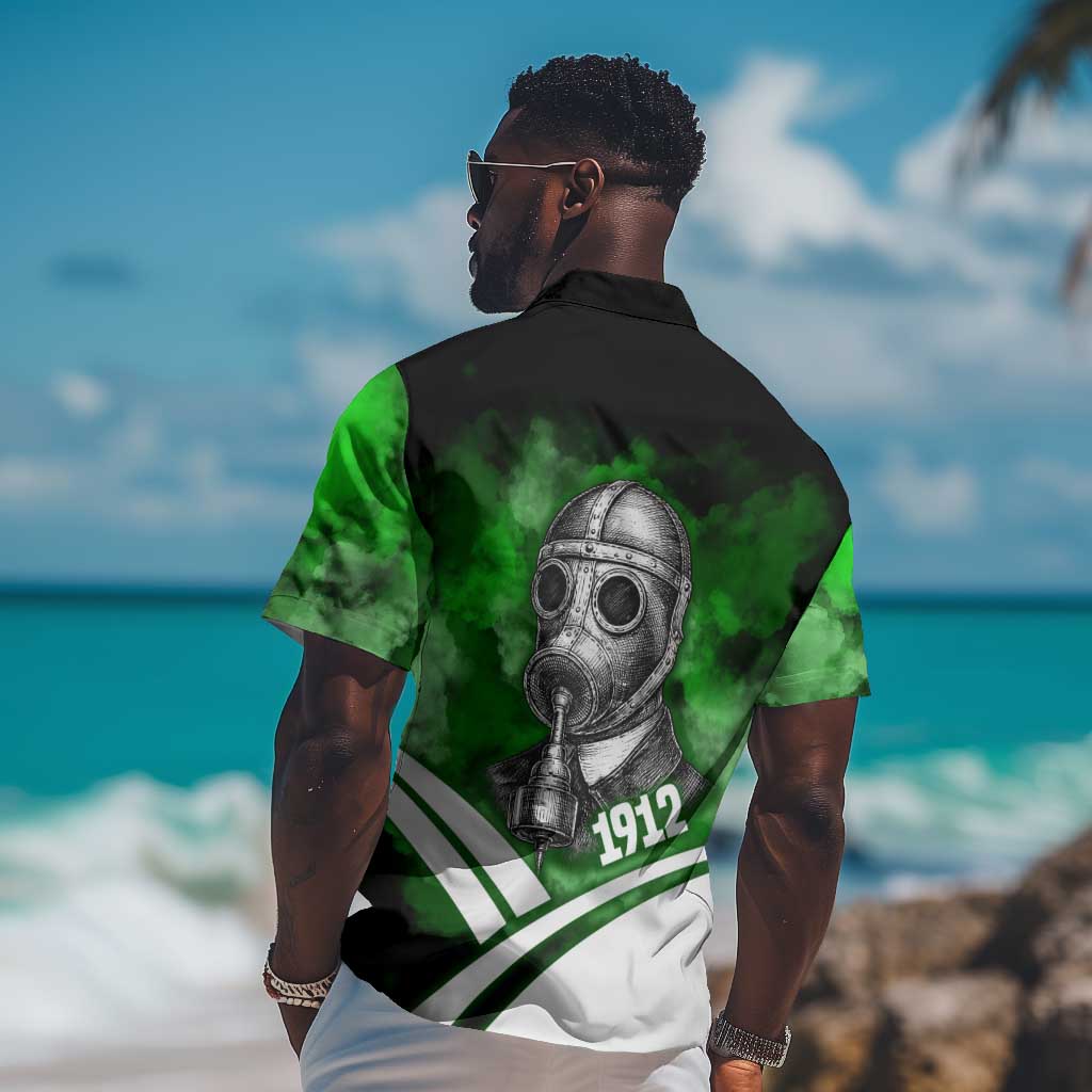 Garrett Morgan Hawaiian Shirt with Gas Mask Invention Illustration, Inventing to Save Lives Quote - Wonder Print Shop